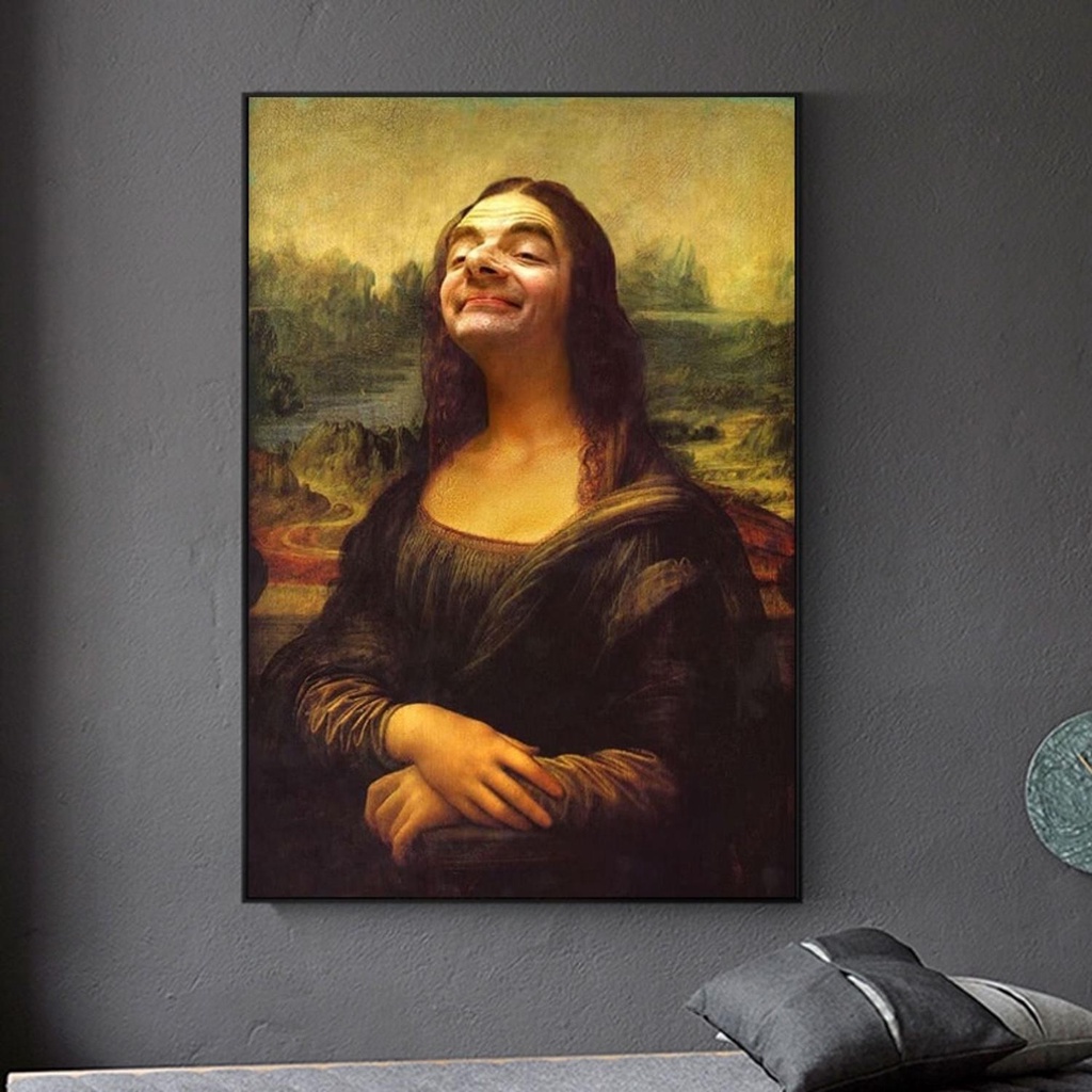 Quadro 1 Peça 60x40 Mona Lisa engraçada MR BEAN Shopee Brasil