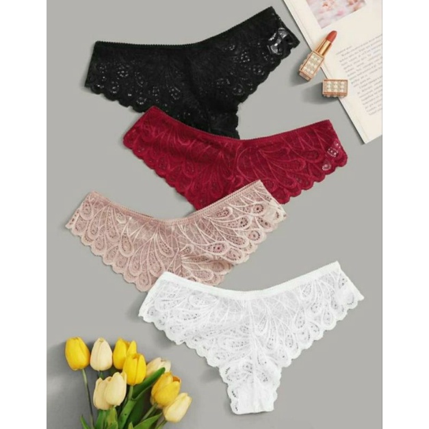 kit c Calcinha Rendada Sexy Renda Lingerie Confortável Shopee Brasil