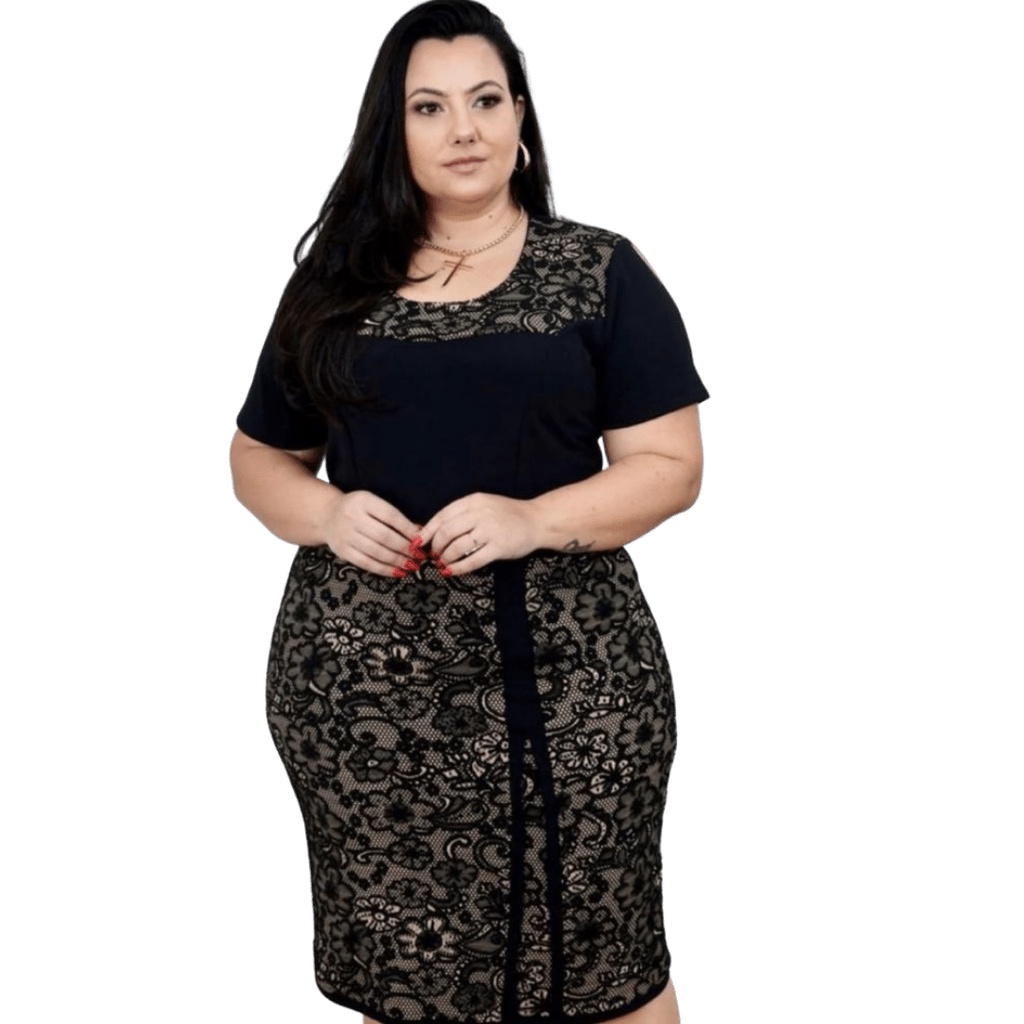 Vestido Moda Plus Size Evangelica Social Rodado Rodado Feminino Liso