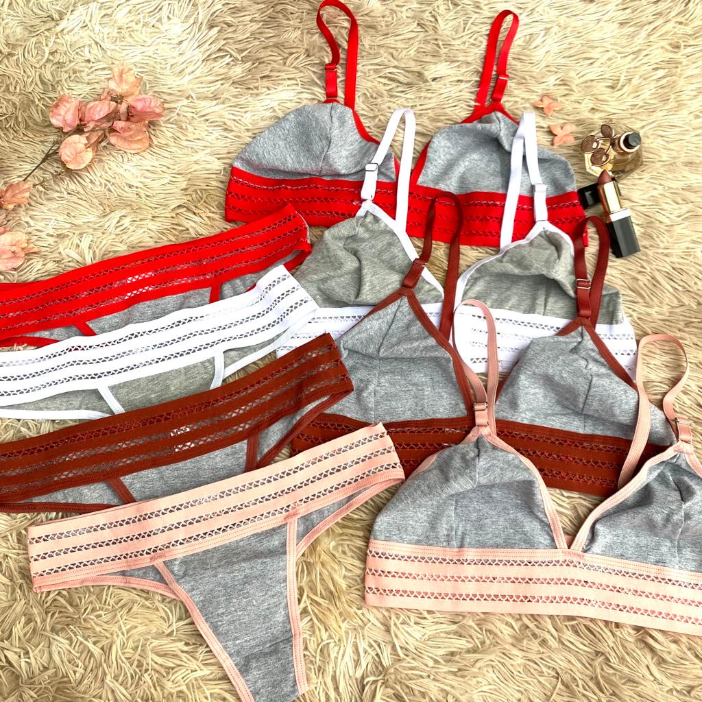 Kit Conjuntos De Lingerie Cacinha E Sutian Sem Bojo De Algodao