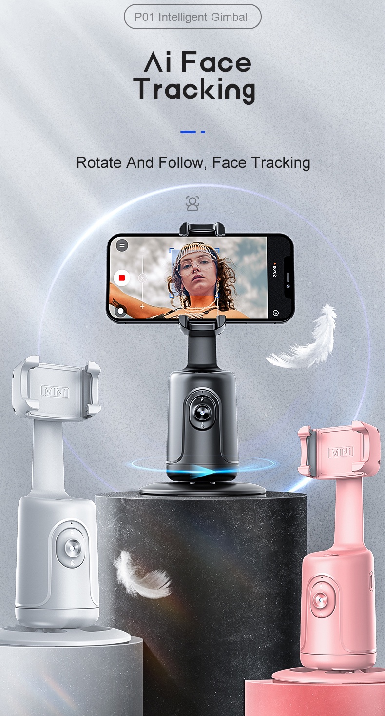 P01 Pau De selfie Rastreamento Facial Automático Smart 360