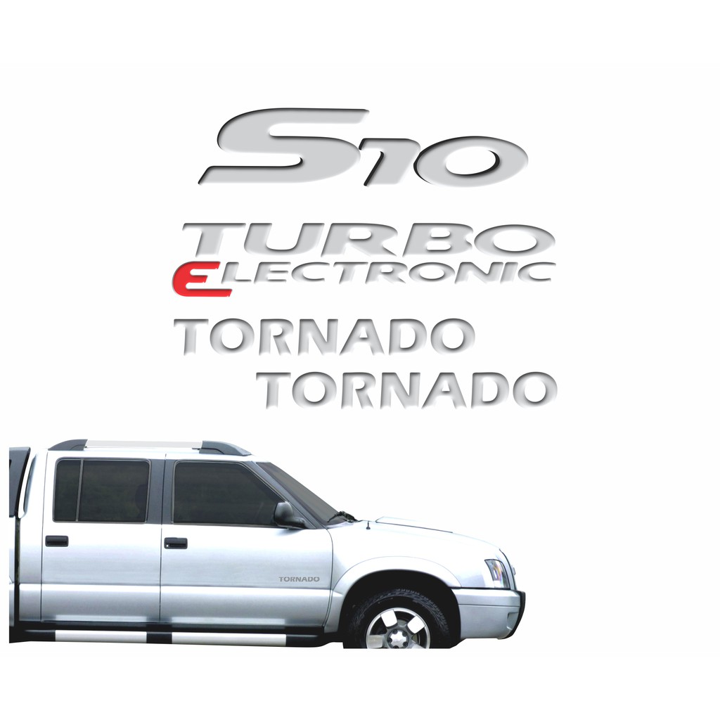 Kit Adesivos Emblemas S10 Tornado Turbo Eletronic 2006 2007 2008 Prata