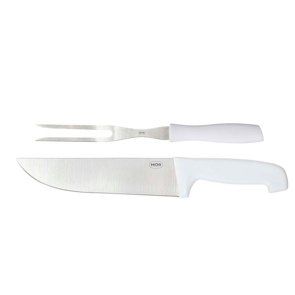 Kit Do Assador Faca E Garfo Em Inox Branco Churrasco MOR Shopee Brasil