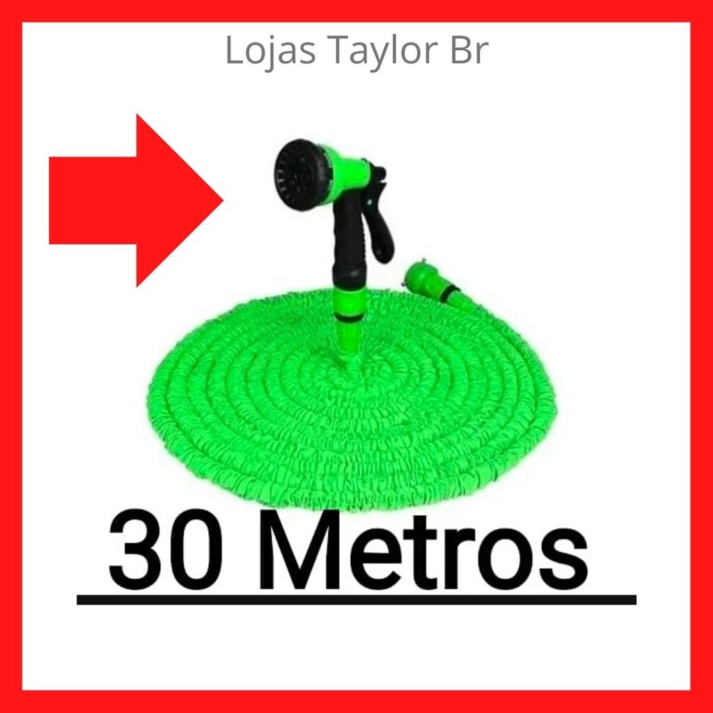 Mangueira Jardim 30 Metros Flexível Irrigação 7 Tipos De Jato kit