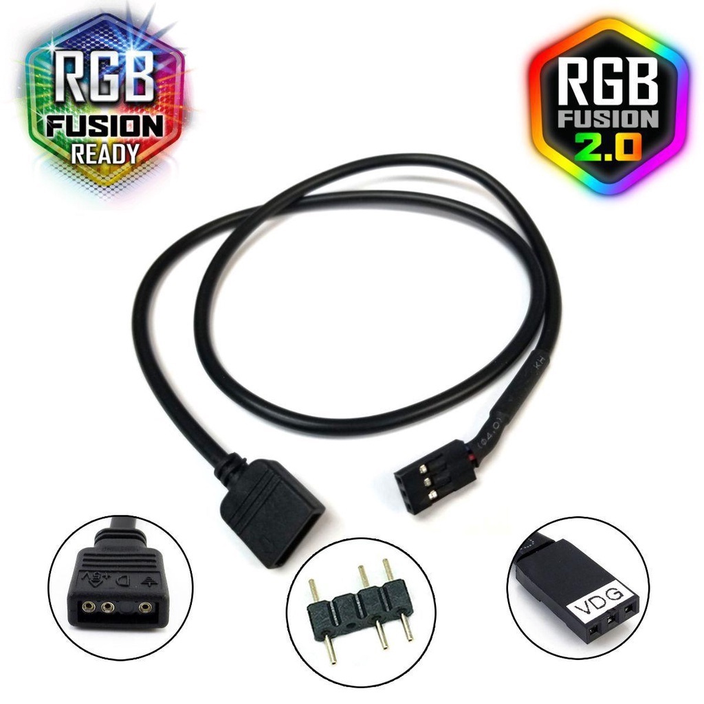 Cabo Adaptador ARGB Gigabyte Rgb Fusion 2 0 5v 3 Pinos Para VDG 3 Pinos