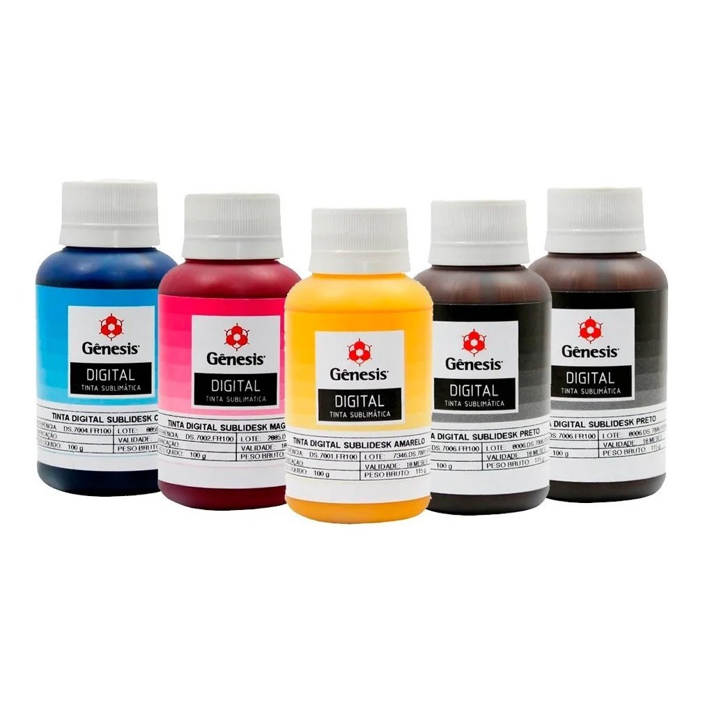 Tinta Sublimatica Original Genesis Perfil De Cores 5 X 100ml Cada Cor