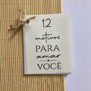 Kit para presentear quadro personalizado cartão 12 motivos para amar