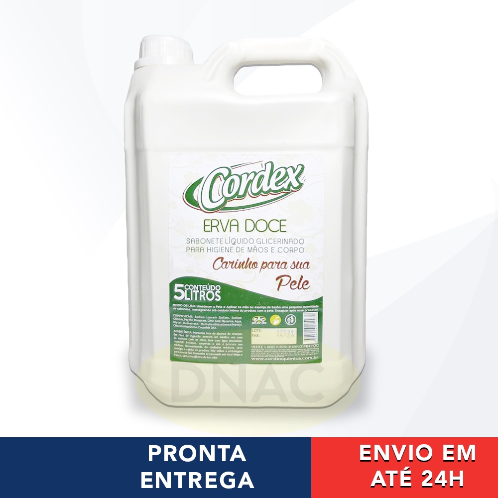 Sabonete Liquido Glicerinado para Mãos e Corpo Erva Doce Galão 5l