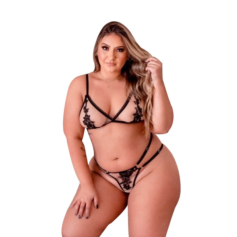 Lingerie Sexy Ilusion Tule Sensual Plus Size Strapp Shopee Brasil