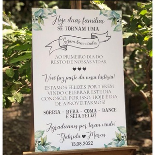 Quadro Decorativo MDF para Casamento Personalizado Hoje duas Famílias