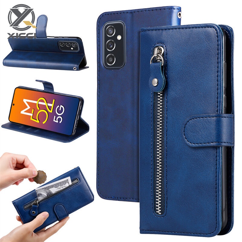 XICCI Capa Carteira Flip Porta Cartão Couro Cordão Para Samsung M52