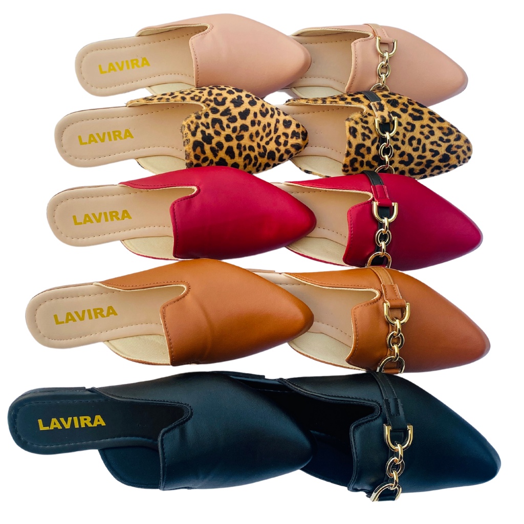 Mule Lan Amento Feminino Liso Bico Fino Preto On A Nude Shopee Brasil