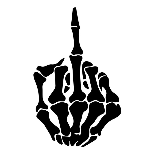 Adesivo Caveira Fuck Em Vinil Para Carro E Moto Premium Preto Branco
