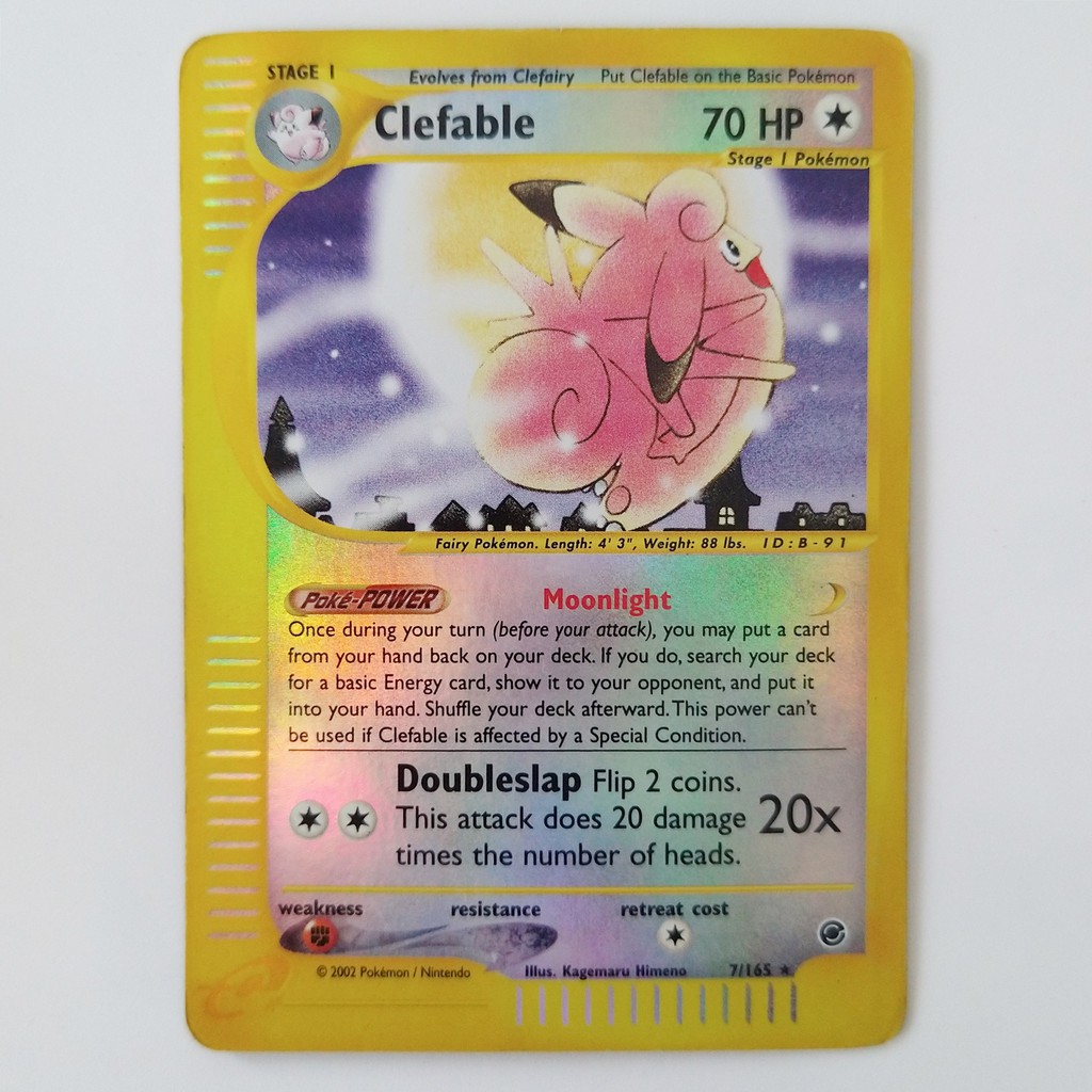 Carta Antiga Pokemon Clefable 7 165 Reverse Holo Expedition Original