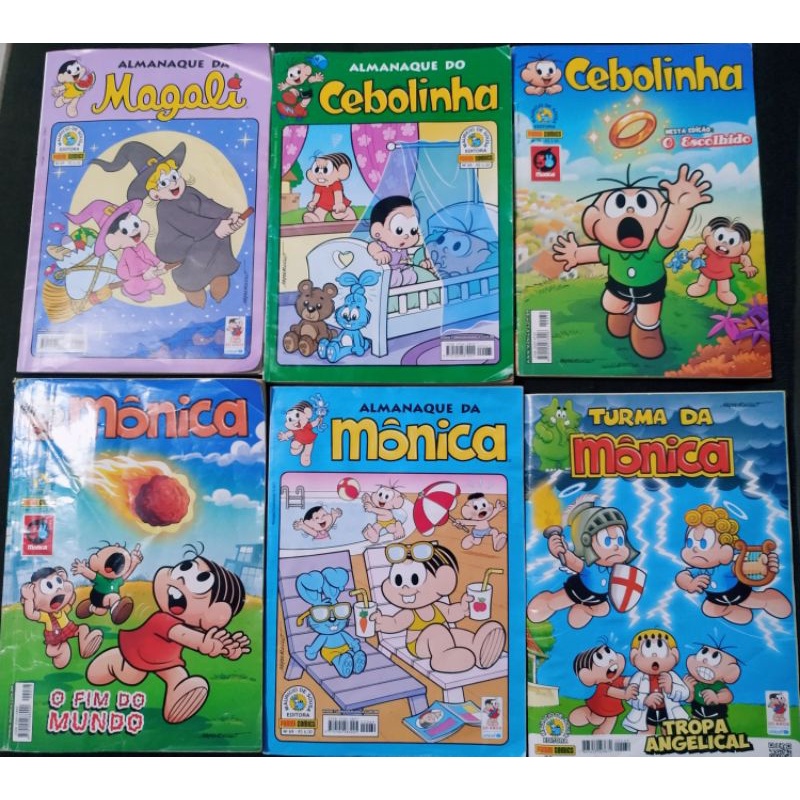 Kit 7 Revistas Gibis Turma da Mônica Chico Bento Cebolinha Magali