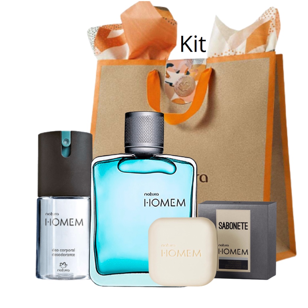 Kit Perfume Natura Homem Tradicional 100ml Hidratante Deo Corporal