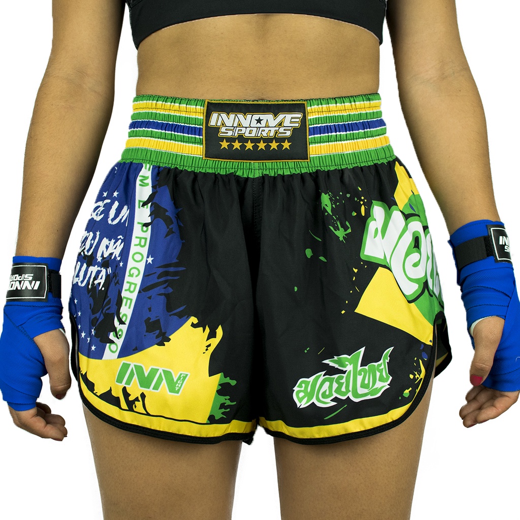 Short Muay Thai Boxe Kickboxing Padrão Tailandês Modelagem Tailandesa