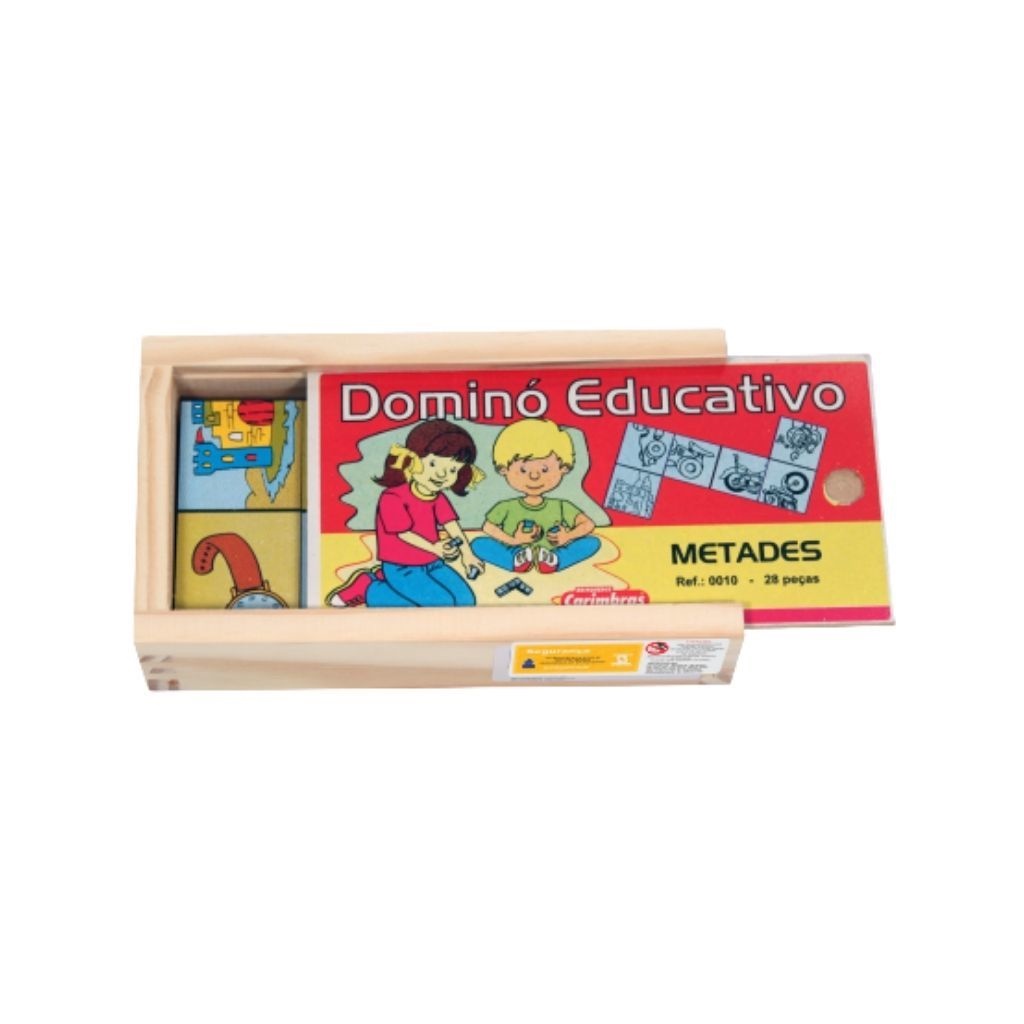 Jogo Dominó Infantil de Metades Carimbras Brinquedo Educativo e