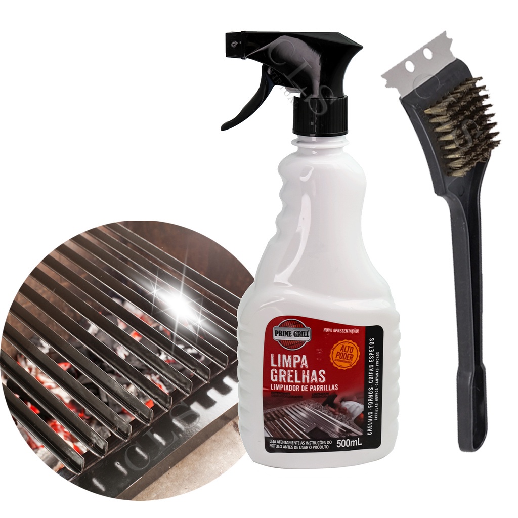 Kit Limpa Grelhas Prime Grill Ml Escova De Aco Limpeza Limpa