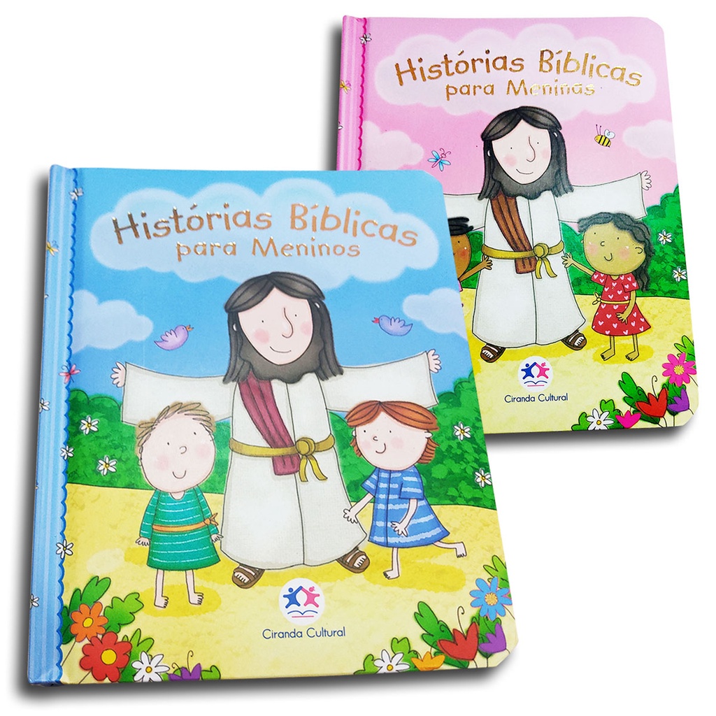 Kit 2 Bíblias Infantil Ilustradas Histórias Bíblicas Para Meninos e