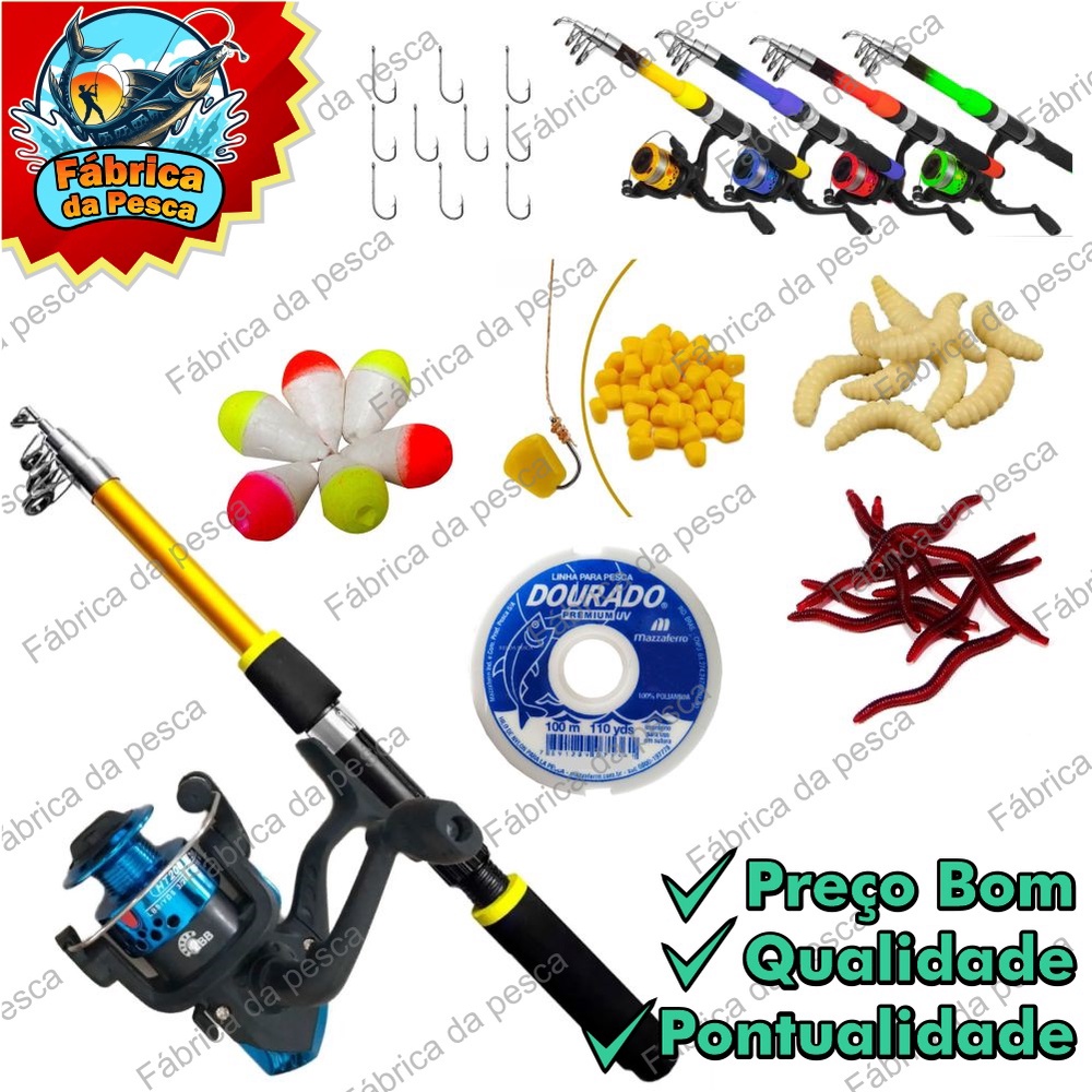 Kit Pesca Vara Molinete Iniciante Acessorios Shopee Brasil