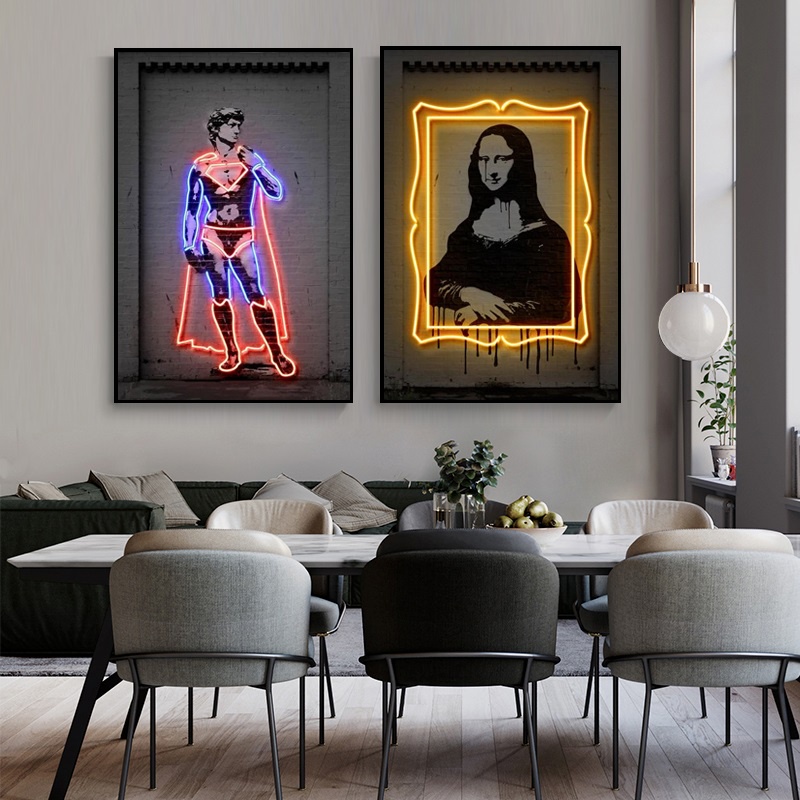 Quadro Decorativo Pe As X Luz De N On David E Monalisa Grafite