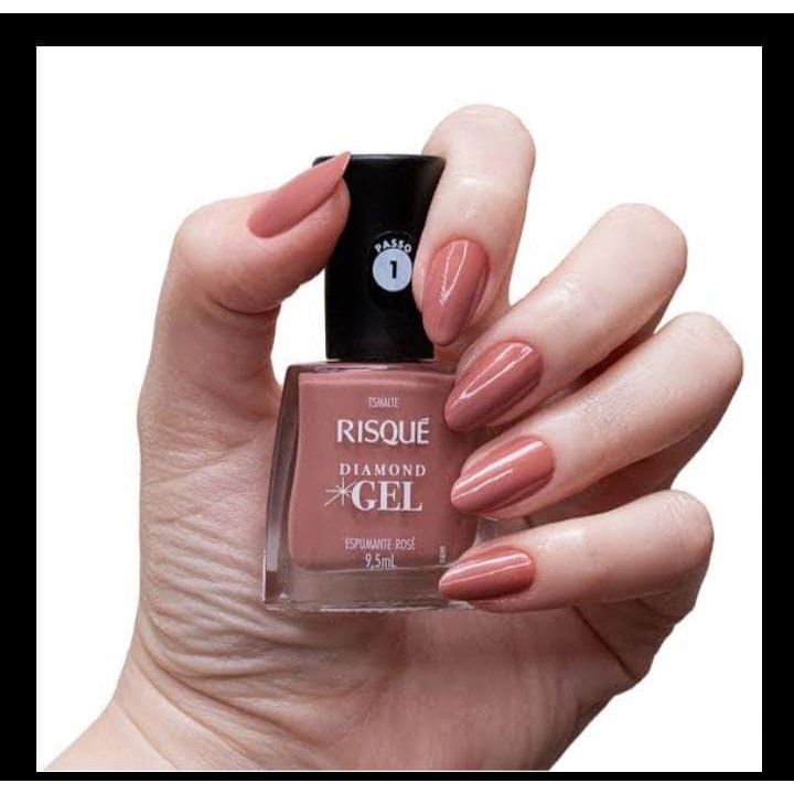 Esmalte Risqué Diamond GEL Cor Rosa Nude Natural Espumante Rosé