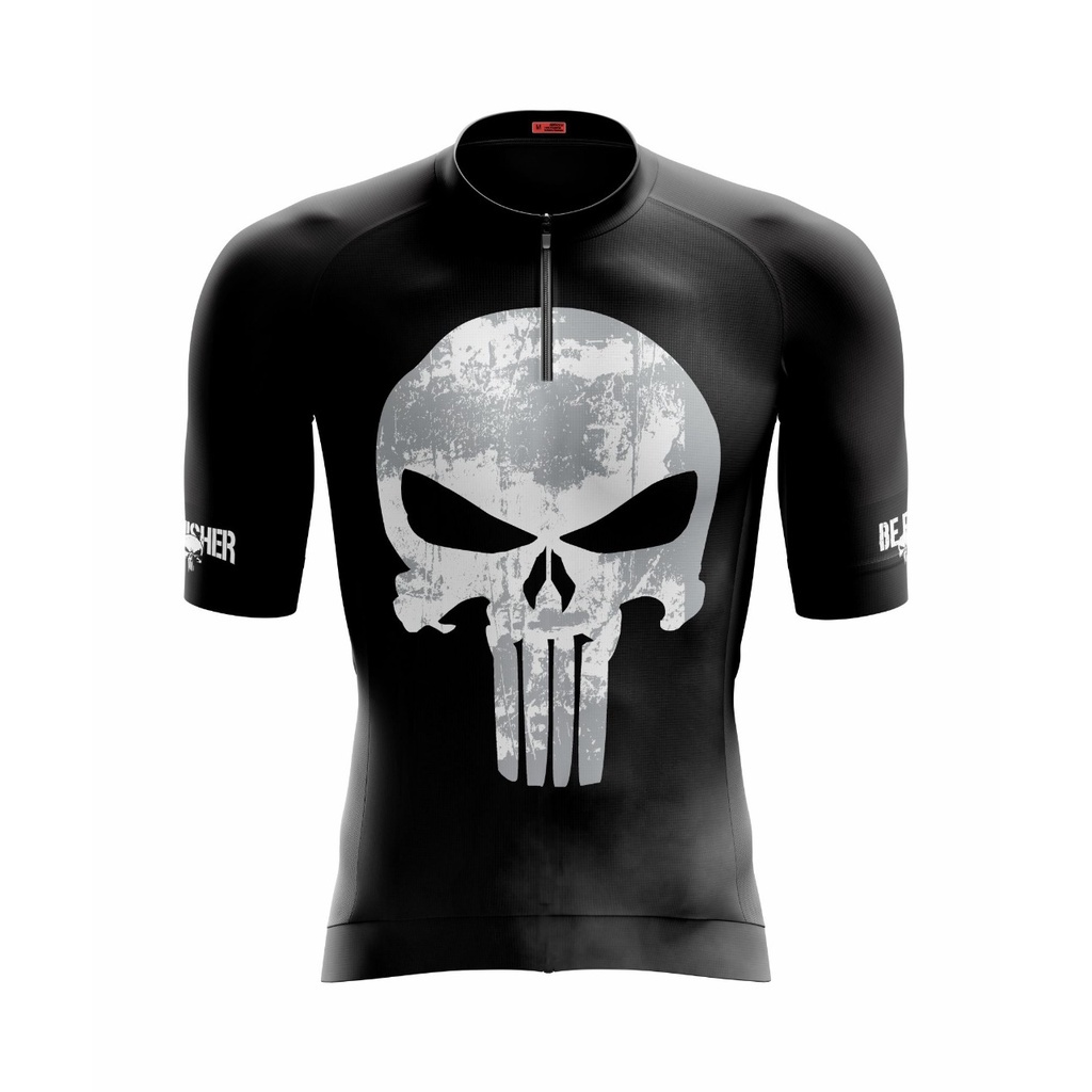 Camisa Ciclismo Justiceiro Punisher Preta Elite Elastic Masculina