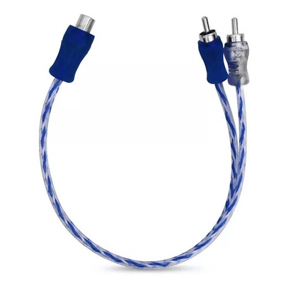 Cabo Y RCA Blindado 1 Femea 2 Machos Injetado Azul 4mm AZUL PRATA