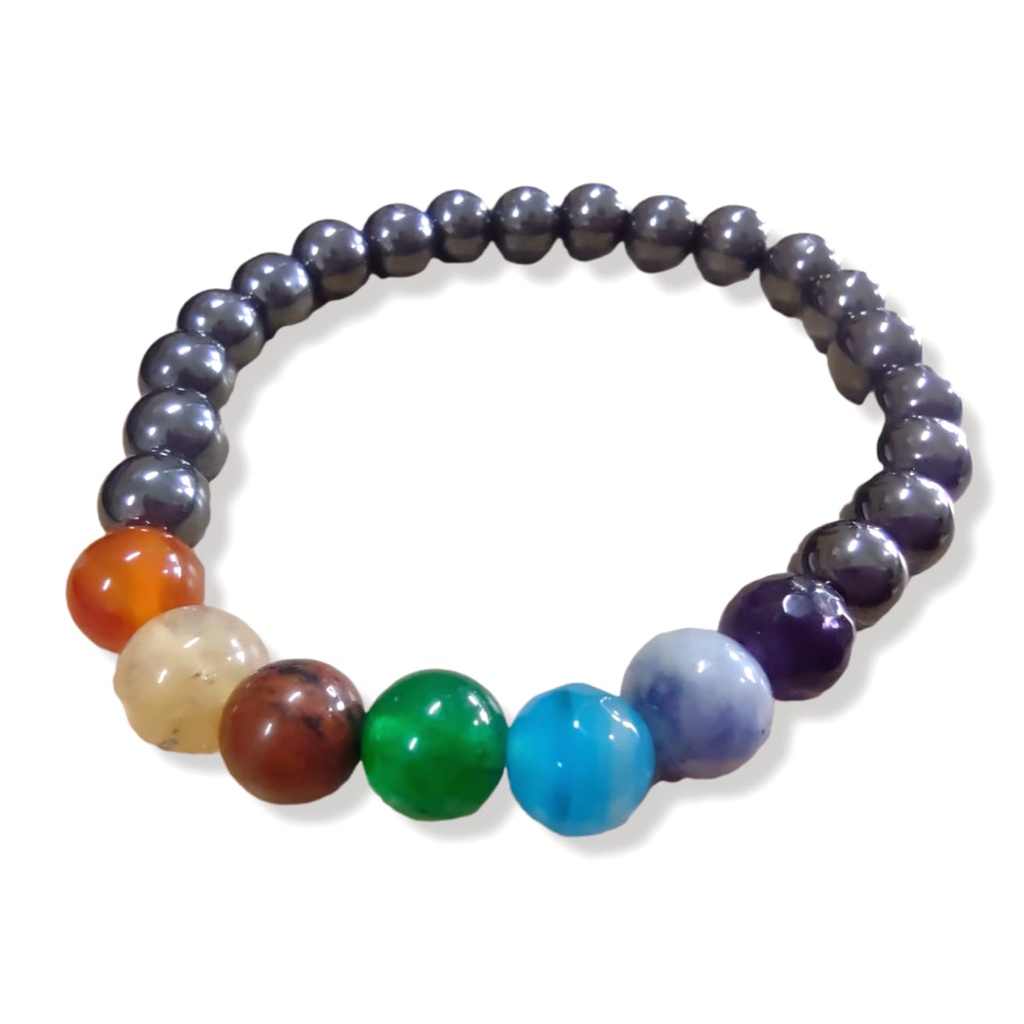 Pulseira Dos Chakras Pedras Naturais Hematita Unidade Shopee