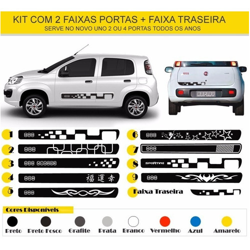 Fiat Uno Vivace Faixa Lateral Adesivo Portas 2012 2013 2015 Shopee Brasil