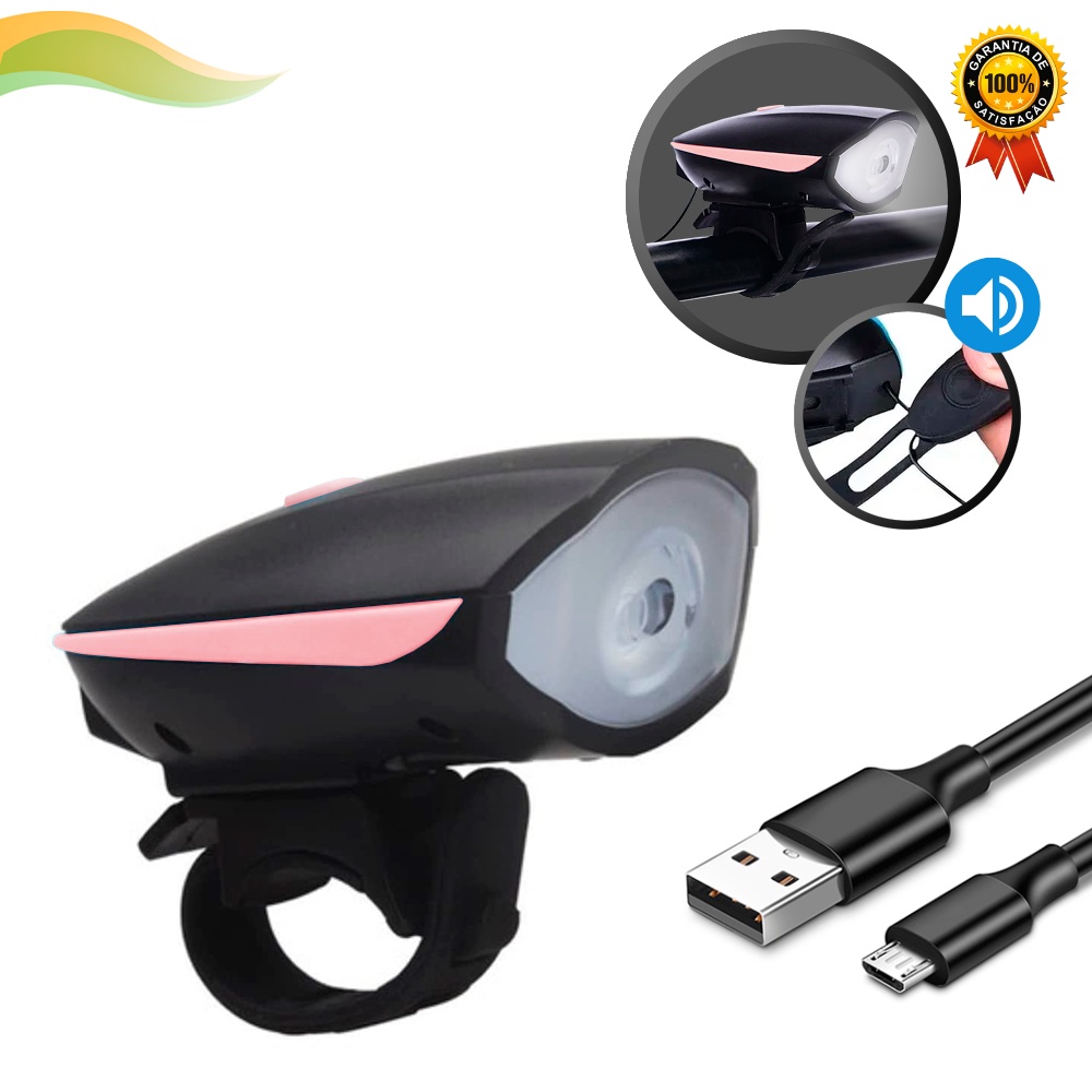 Farol BIke Led Recarregavel USB E Buzina 6 Modos C Suporte Shopee Brasil