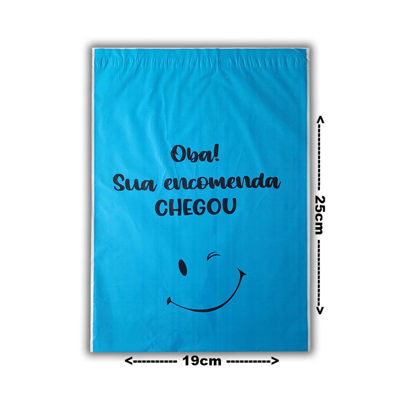 50 Envelopes Personalizados 19x25 Oba Sua Encomenda Chegou AZUL Envio