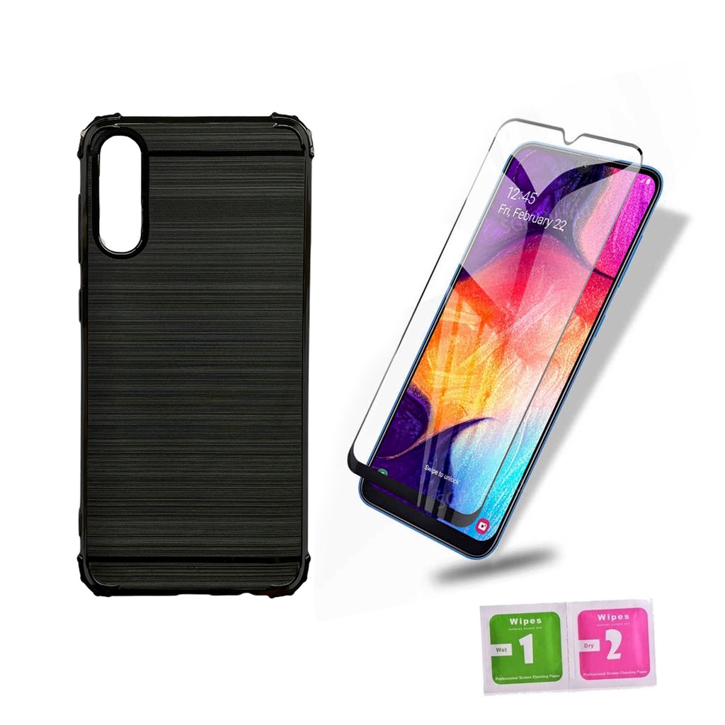 Capa Capinha Emborrachada Carbono Samsung Galaxy A30s A50 Película de