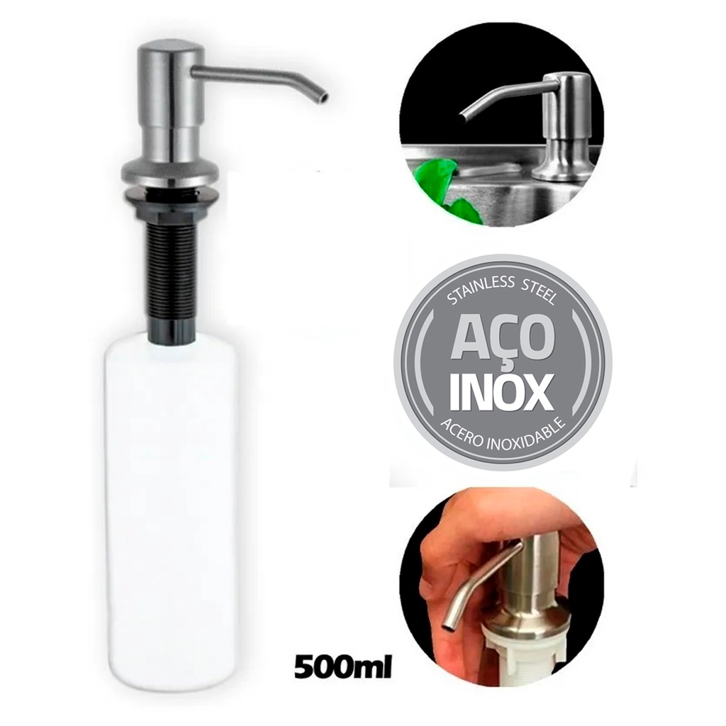 Dosador E Dispenser De Detergente Liquido Inox Escovado Para Granito