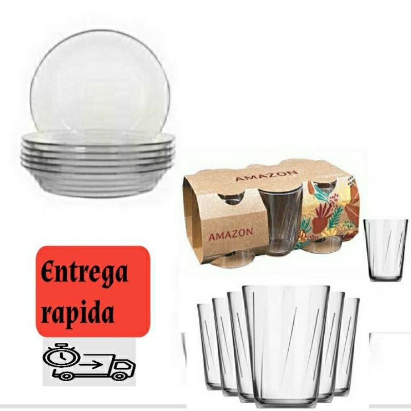 Kit 6 Pratos Fundos Astral Duralex 6 Copos Amazon 190ML Shopee Brasil