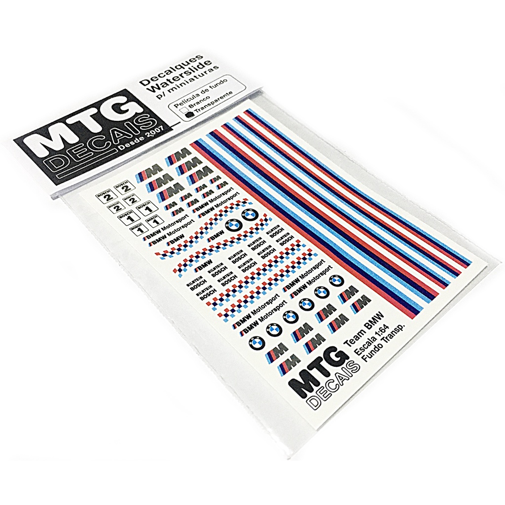 Decalque MTG Decais Faixas BMW Racing Escala Hot Wheels Jada M Matchbox Greenlight