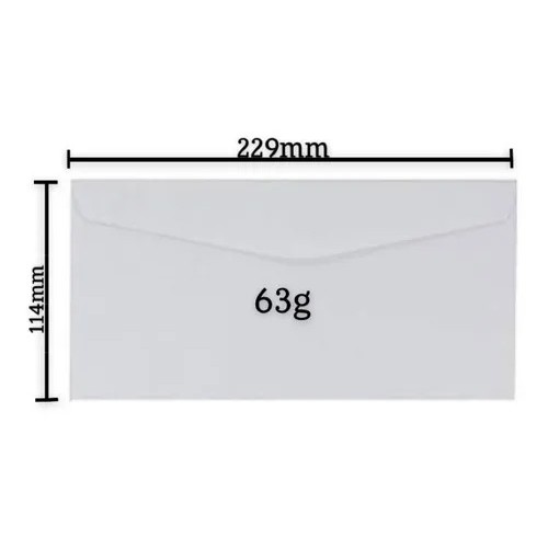 Envelope Oficio Carta 114x229 63grs Cof20 S Rpc Branco Pacote 10