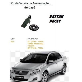 Kit de Sustentação da Vareta do Capô Travas Presilhas Toyota Corolla