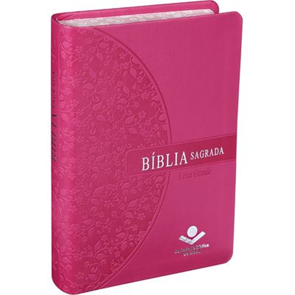 Bíblia Sagrada Letra Grande NTLH Capa Luxo Pink Beiras Floridas PU