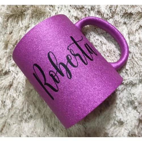 Caneca Glitter Personalizada Qualquer Nome Porcelana 325ml