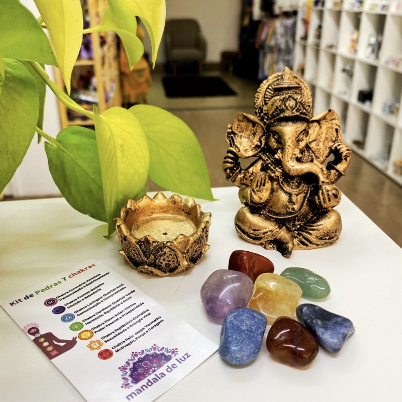 Kit Est Tua De Ganesha Casti Al Pedras Dos Chakras Shopee Brasil