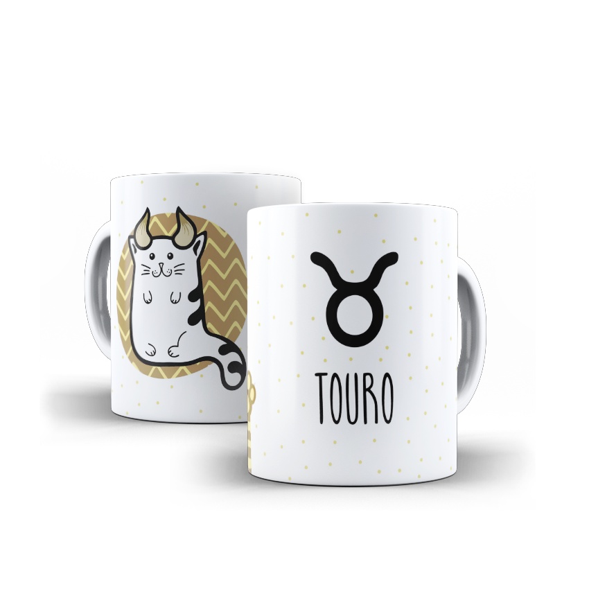 Caneca Porcelana Signos Gatinhos Touro Shopee Brasil