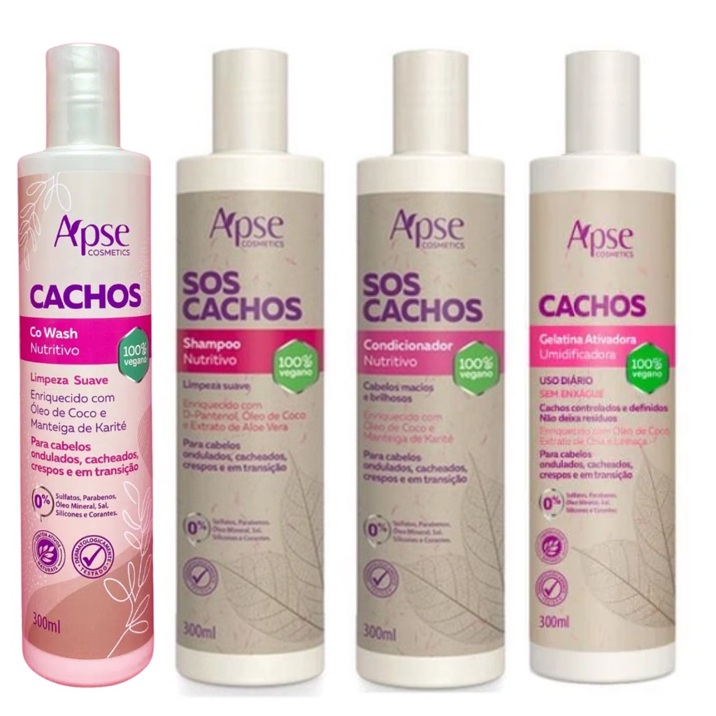 Kit Apse Cachos Shampoo Condicionador Gelatina E CoWash Shopee Brasil