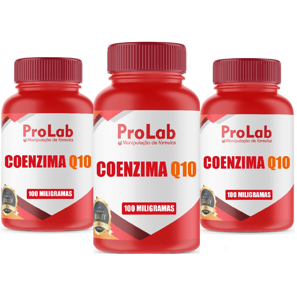 Coenzima Q10 100 mg Ubiquinona 3 Frascos 60 Cápsulas Cada