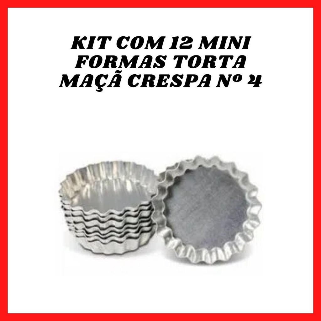 KIT 12 MINI FORMAS TORTA MAÇÃ CRESPA NUMERO 4 Shopee Brasil