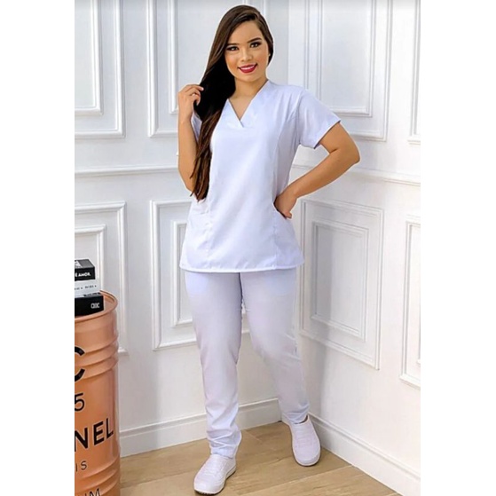 Pijama Hospitalar Em Oferta Jaleco Em Oxford Shopee Brasil