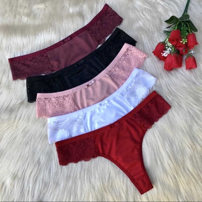 Kit Calcinhas Microfibra Renda Lateral Calcinha Lingerie Tanga Suzy LINDAS Shopee Brasil