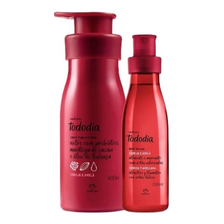 kit Hidratante cereja e avelã 400ml body splash 200ml Natura Shopee