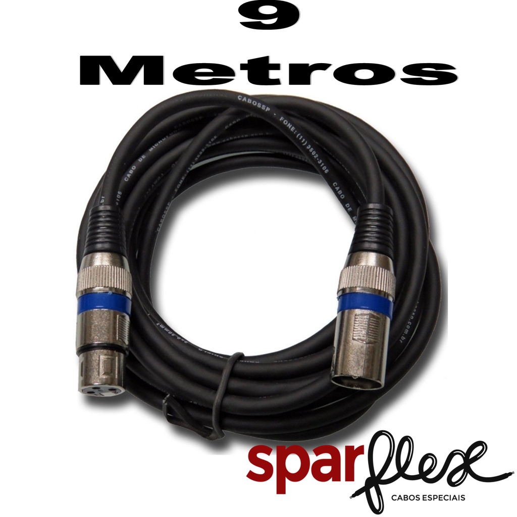 Cabo Microfone Xlr Canon Macho E Femea Balanceado 9 Metros Shopee